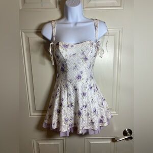 Lucy in the Sky White and Purple Lace Dress